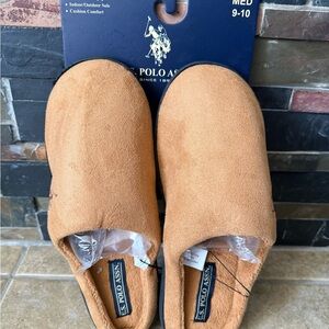 U.S. Polo Assn. Men’s Brown Tan Slippers 9-10 Indoor/Outdoor New FAST SHIPPING